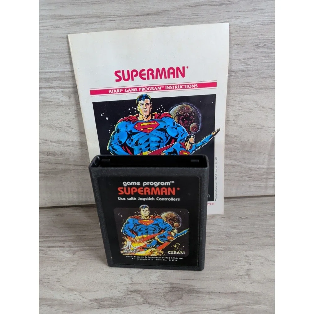 Superman for Atari 2600, Video Game Cartridge CX2631 and manual 80s